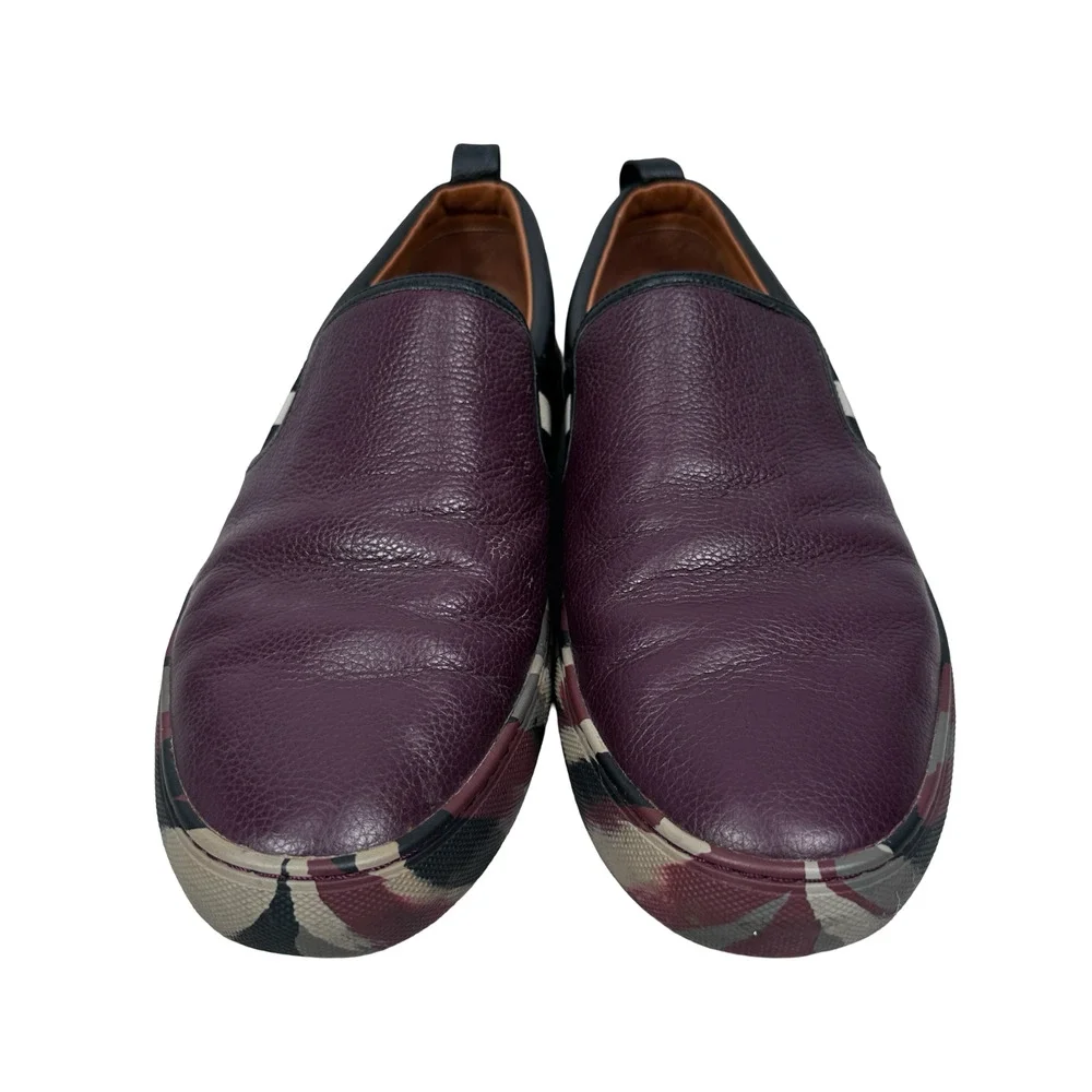 Bally Herald Sneakers Men’s 12 E Cordovan Black Camo Leather Slip-On Shoes